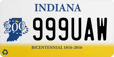 IN license plate 999UAW