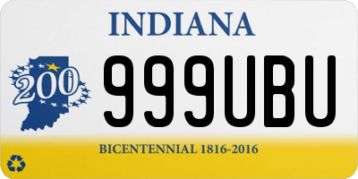 IN license plate 999UBU