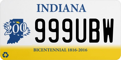 IN license plate 999UBW