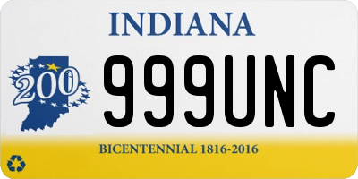 IN license plate 999UNC