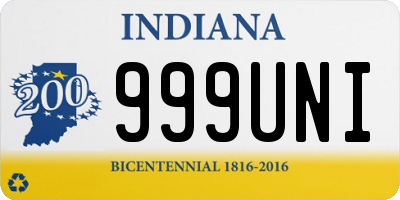 IN license plate 999UNI