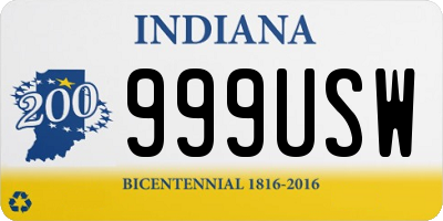 IN license plate 999USW