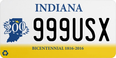 IN license plate 999USX