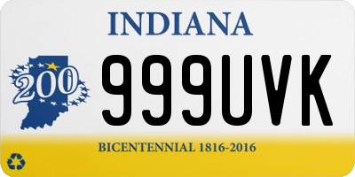 IN license plate 999UVK