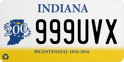 IN license plate 999UVX