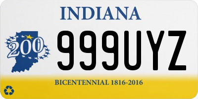 IN license plate 999UYZ