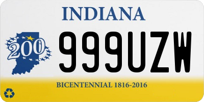 IN license plate 999UZW