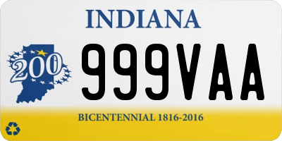 IN license plate 999VAA