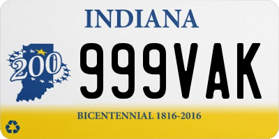 IN license plate 999VAK