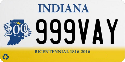 IN license plate 999VAY