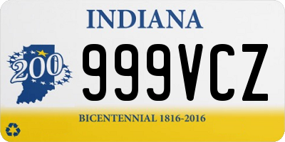 IN license plate 999VCZ