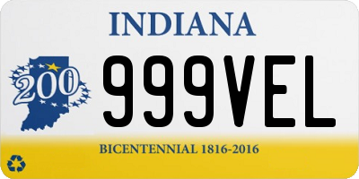 IN license plate 999VEL