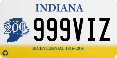 IN license plate 999VIZ