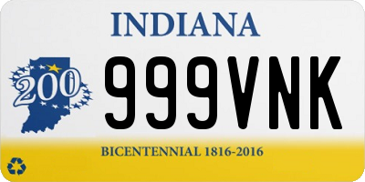 IN license plate 999VNK