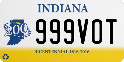 IN license plate 999VOT