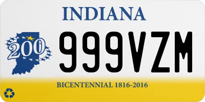 IN license plate 999VZM