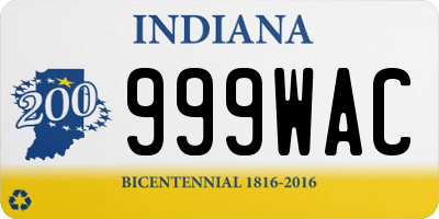 IN license plate 999WAC