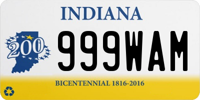 IN license plate 999WAM