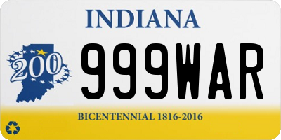 IN license plate 999WAR