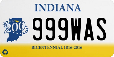 IN license plate 999WAS