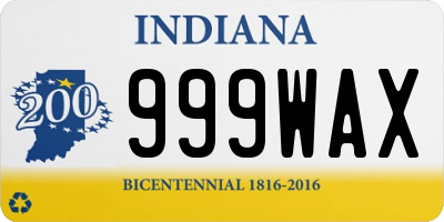 IN license plate 999WAX