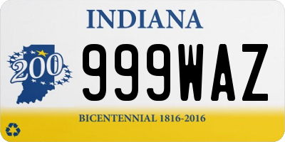 IN license plate 999WAZ