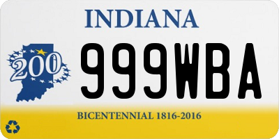 IN license plate 999WBA