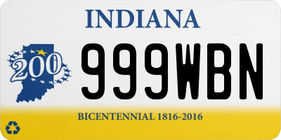 IN license plate 999WBN