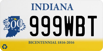 IN license plate 999WBT