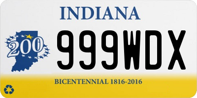 IN license plate 999WDX