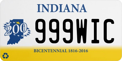 IN license plate 999WIC