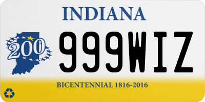 IN license plate 999WIZ