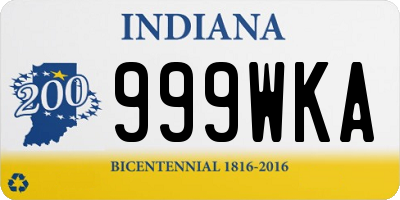 IN license plate 999WKA