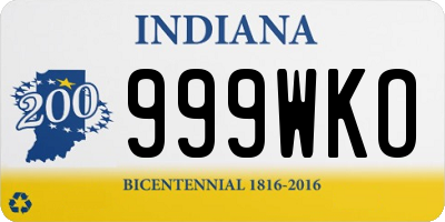 IN license plate 999WKO