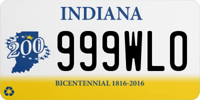 IN license plate 999WLO