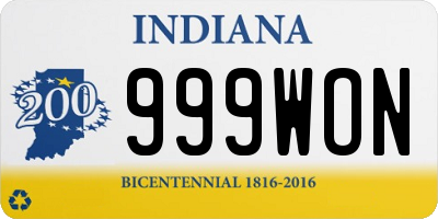 IN license plate 999WON