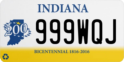 IN license plate 999WQJ