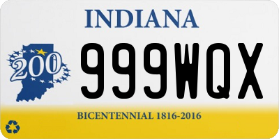 IN license plate 999WQX