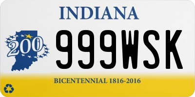 IN license plate 999WSK