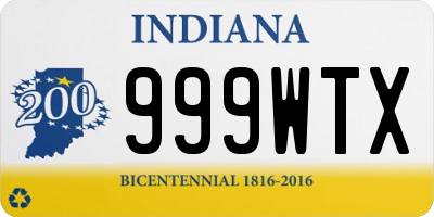 IN license plate 999WTX