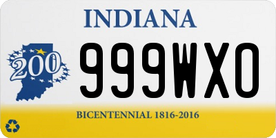 IN license plate 999WXO
