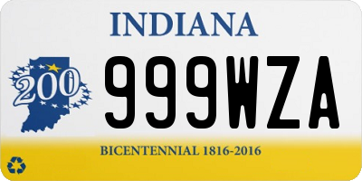 IN license plate 999WZA