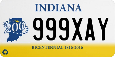 IN license plate 999XAY