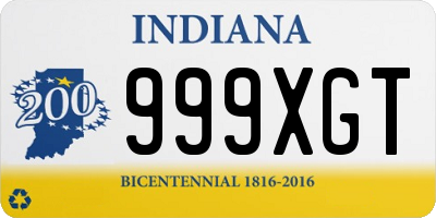 IN license plate 999XGT