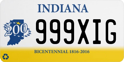 IN license plate 999XIG