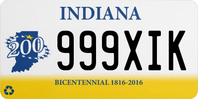 IN license plate 999XIK