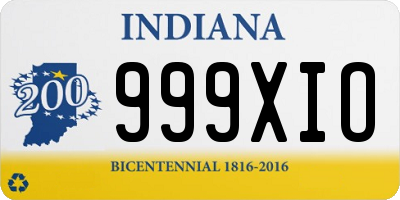 IN license plate 999XIO
