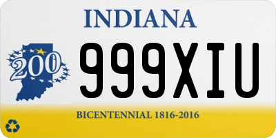 IN license plate 999XIU
