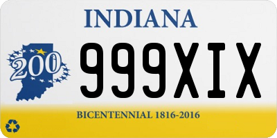 IN license plate 999XIX