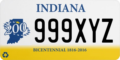 IN license plate 999XYZ